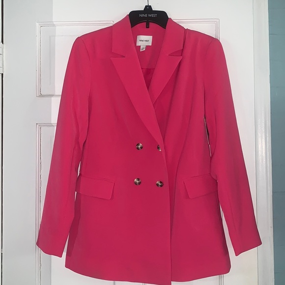 Nine West Hot pink Boyfriend style blazer NWT